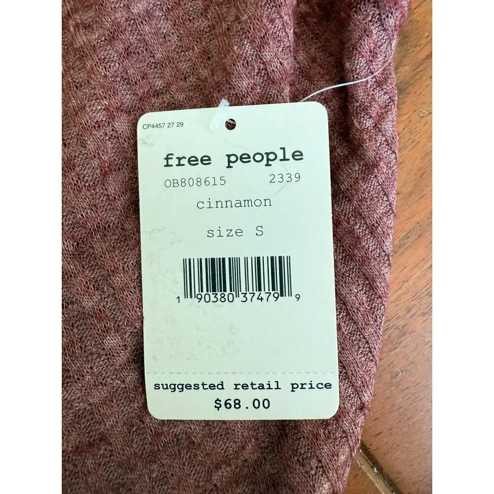 NWT Free People Southside Thermal Top Cinnamon Size Small